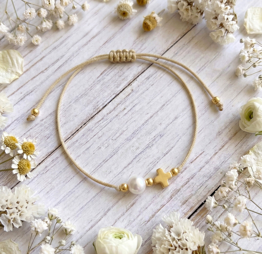 Pulsera Cruz Perla