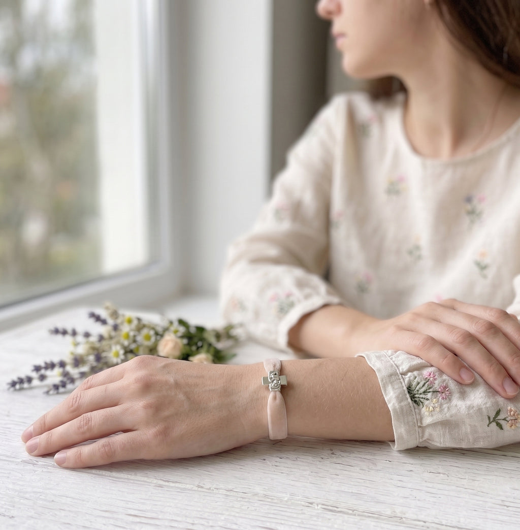 Pulsera Terciopelo Rosa Palido
