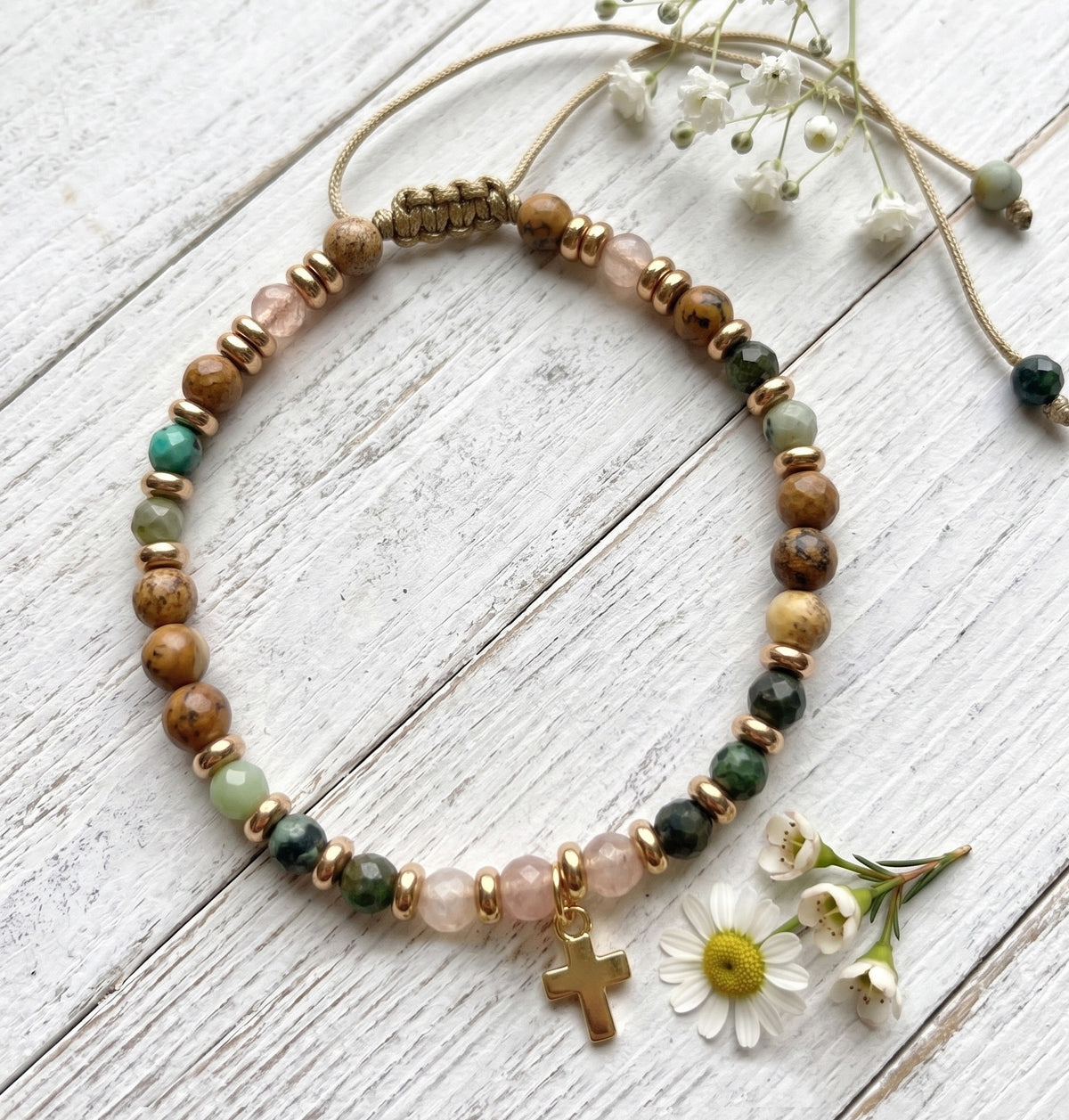 Pulsera Cruz Piedras