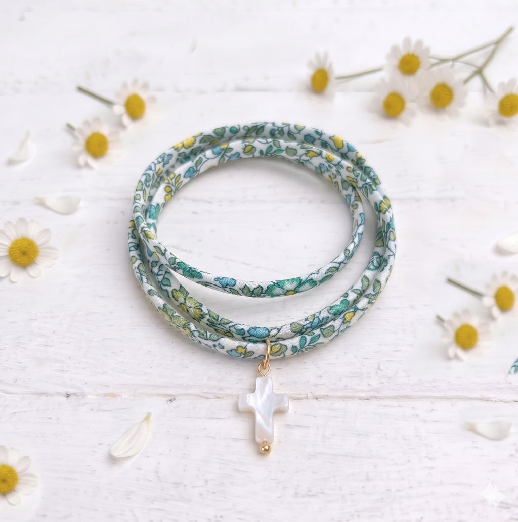 Collar Liberty Verde Amarillo Cruz Nacar