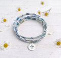 Collar Liberty Celeste Blanco Cruz Calada Plateada