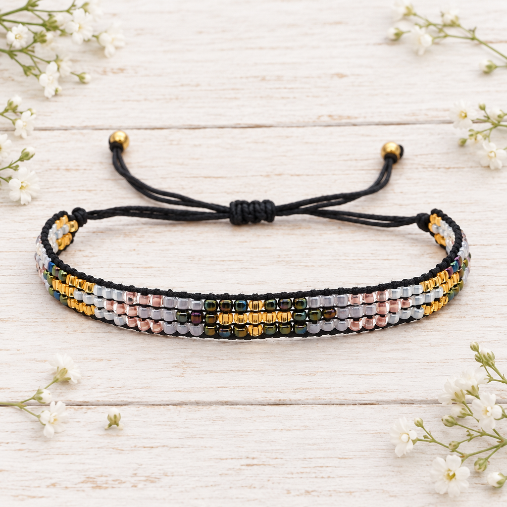 Pulsera Cruz Tejida Negra